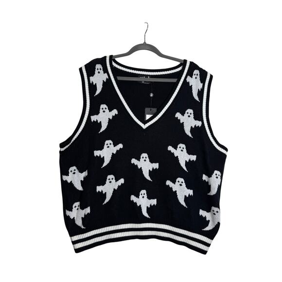 New Hell Bunny Knitted Cottom Gothic Ghost Vest Women's 5XL - Picture 1 of 5